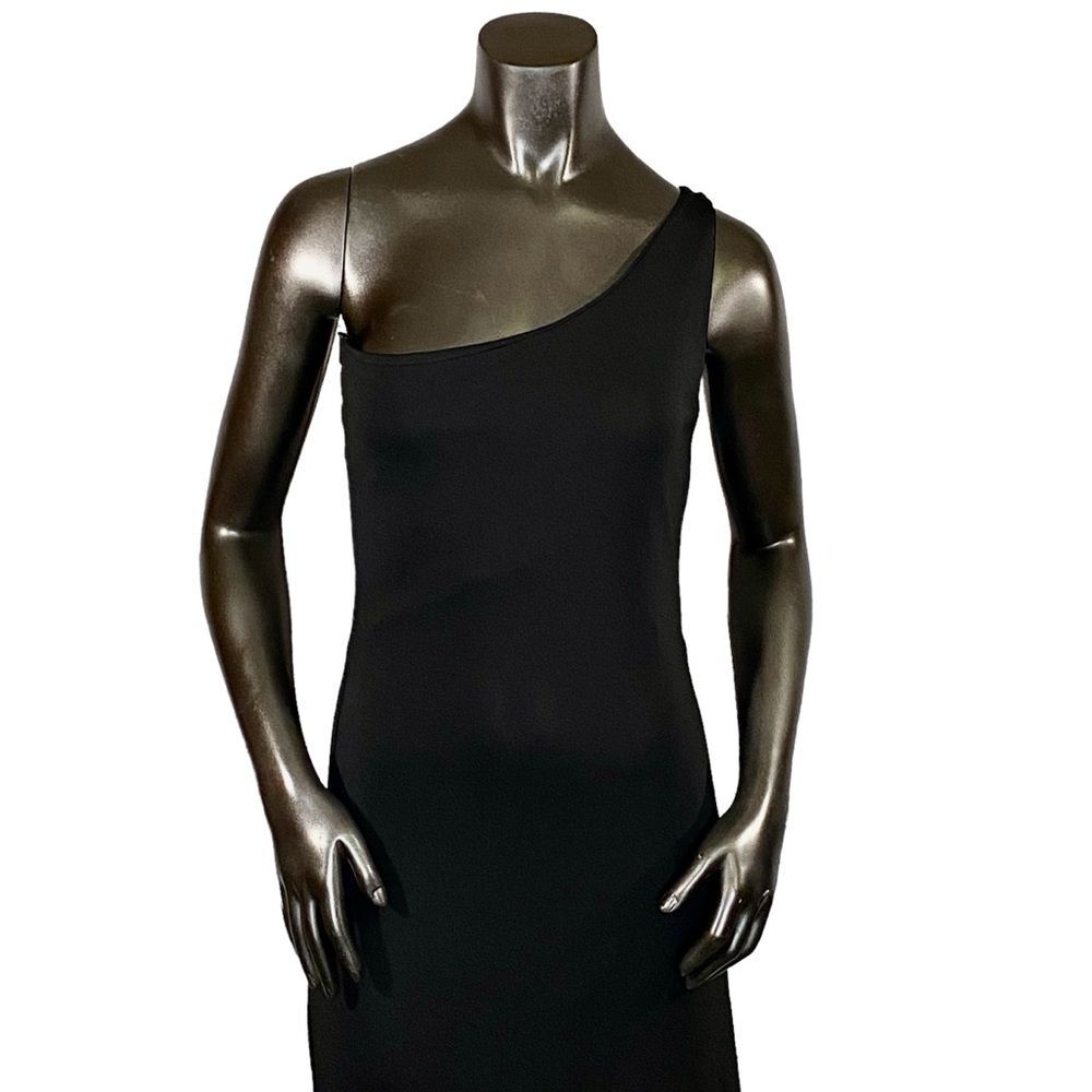 Benjamin A. Vintage Black Maxi Dress One Shoulder Formal New Years Black Tie SM